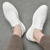 AIDASE  -  White Men's Dress Shoes Classic Formal Oxford Leather Office Shoes For Men High Quality Wedding Casual Business Brogues Shoe Man aidase-shop