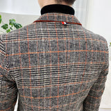 Aidase Men Wool blend Blazer  Plaid Suit Jacket Men Blazer Masculino Vintage Terno Masculino Blazers Men Terno Masculino Blaser Homens aidase-shop