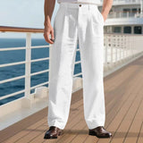 AIDASE  -  Autumn European and American Linen Men's Casual Loose Business Suit Trousers aidase-shop