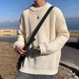 =Aidase Solid Color Basic Thick Line Sweater Male Ins Trend Net Red Multi Color Crewneck Sweater Autumn Winter Loose Pullover Sweater aidase-shop