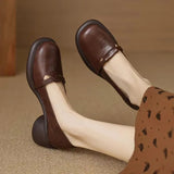 AIDASE  -  New Women Mary Jane Shoes Retro Round Toe Thick Platform Slip On Soft Leather Casual Loafers Comfort Flat Pumps aidase-shop