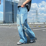 AIDASE  -  Male Ripped Jeans American Style Loose Straight Wide-Leg Floor-Length Denim Pants 2025 New Fashion Casual Clothing 21E6754 aidase-shop