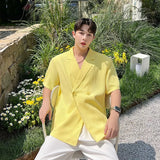 Aidase Man Temperament Handsome Fashion Casual Shirts Korean Loose Short Sleeve Men's Clothing Button V-neck Spring Summer Premium Tops aidase-shop