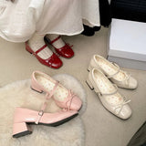 AIDASE  -  Leather Women Mary Jane Shoes Fashion Shallow Butterfly-knot Shoes Spring Autumn Wedding Party Shoes aidase-shop