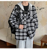 AIDASE  -  Autumn Retro Plaid Shirt American Trend Hooded Casual Men's Jacket Fashion Loose Long-sleeved Men Women Clothing aidase-shop