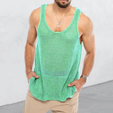 Aidase Men Summer Knitted Tank Top Loose Sleeveless Sportswear Tops Boys Casual Fitness Bodybuilding Breathable Tees Plus Size Xxxl aidase-shop
