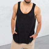 Aidase Men Summer Knitted Tank Top Loose Sleeveless Sportswear Tops Boys Casual Fitness Bodybuilding Breathable Tees Plus Size Xxxl aidase-shop