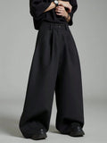 AIDASE  -  Loose Fit Men's Casual Pants with Pockets Pleated Slimming Daily Simple Style Pure Color Imported from Mainland China aidase-shop