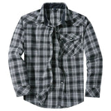 AIDASE  -  Men's Large Size Plaid Flannel Shirt Vintage Pearl Button Western Style Long Sleeve Shirt Checkered Patterned Menswear aidase-shop