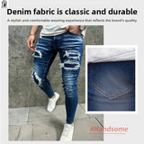 AIDASE  -  Men's Trendy Distressed Jeans Heavy Ripped Slim Fit Denim Pants Paint Splatter Street Fashion Trousers Trendy Distressed Jeans aidase-shop