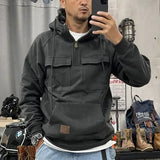 Aidase Male Clothes Hoodies Sweatshirt for Men Motorcycle Hooded Aesthetic Half Zip High Quality Welcome Deal Streetwear One Piece Warm aidase-shop