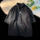 AIDASE  -  Men Clothing Shirts Men'S Trendy Brand Short Sleeve Casual Designer Clothes Men Beach Seaside Shirt Men'S Loose Fitting aidase-shop