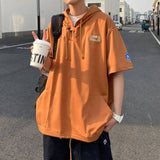 AIDASE  -  Korean Version of Hooded Short-sleeved T-shirt Men's Summer Thin Design and T-shirt Trendy Brand Five-point Sleeve Workwear aidase-shop