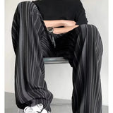 AIDASE  -  Spring Summer New Elastic Waist Striped Contrast Color Straight Pants Man High Street Casual Loose Drawstring All-match Trousers aidase-shop