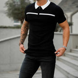 AIDASE  -  Fashion Lapel Zipper Spliced Korean Short Sleeve T-Shirt Mens Clothing Summer New Slim Casual Tops All-match Tee Shirt aidase-shop