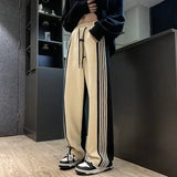 Aidase Trousers Summer Men's Sweatpants Thin Striped Straight Male Sports Pants Wide Leg Big Size Korean Y2k Fashion Casual Long