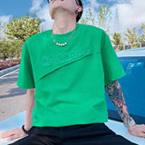 Aidase Top T Shirt for Men Man Tee Shirts Green Plain Slim Fit Clothing Streetwear Alphabet Rock Ordinary Katoen Hip Hop Cheap New In S