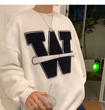 Autumn Men Letter W Patch Sweatshirt Hoodie for Men Oversized Y2k Sweatshirt Korean Fashion Man Clothing Casual Unisex Pullovers aidase-shop
