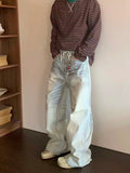 AIDASE  -  American Retro High Street Baggy Jeans Men Women Worn out Loose Wide Leg Long Pants Casual Loose Fit Jeans for ex aidase-shop