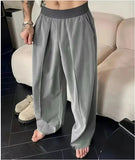 AIDASE  -  Loose Wide Leg Pants for Men Casual Fashion Urban Style Polyester Fabric Four Seasons Suitable Pure Color Micro Stretch aidase-shop