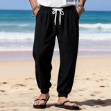 AIDASE  -  Men's Lightweight Textured Beach Pants Drawstring Waist Jogger Trousers Casual Loose Fit Summer Bot for Vaion aidase-shop
