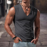 AIDASE  -  Summer Men's Solid Color V-Neck Tank Tops Casual Breathable Sleeveless T-Shirt Men Fitness Sports Vest Male Outdoor Jogging Tops aidase-shop