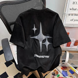 27.86Aidase Hip Hop Summer Men and Women Trendy Street Personality Letter Print Round Neck Short Sleeve Couple Loose Casual T-shirt Top y2k aidase-shop