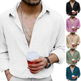 AIDASE  -  New Men's Long Sleeved Shirts for Spring and Autumn , European and American Solid Color Casual Lapel Shirts for Men