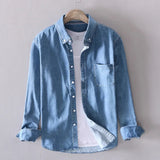 AIDASE  -  Cotton Spring Autumn New Long Sleeve Denim Shirts for Men Fashion Casual Classic Shirt Jacket High Street Men Clothing Tops aidase-shop