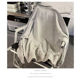 Aidase Polo Shirts Men's Half Zipper Sweater Women's Autumn New Turndown Collar Retro Loose Oversize Long-sleeved Letter Print Top Tees aidase-shop