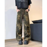 AIDASE  -  Loose Straight Leg American Sle Jeans Leopard Print Harlan Pants Men Women Trendy New Wide Leg Loose Fit High Street aidase-shop