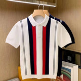 Aidase High Quality Summer New Men's Knitting Short Sleeve T-Shirt Men Casual Button Fashion Top Fashion Polo Shirt