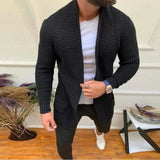 AIDASE  -  New Men's Knitted Sweatercoat Long Cardigan Fashion Casual Sweater Jacket Men Knit Trench Coat Autumn Streetwear Cardigan Man aidase-shop