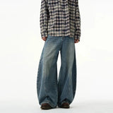 AIDASE  -  New American Retro Bent Knife Pants Men's Design Wide Leg Loose Handsome Jeans Couple's Jeans Casual Men's Denim aidase-shop