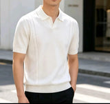 AIDASE  -  Men's Ice Silk Polo Shirt Summer Short Sleeve Light Luxury Lapel T-Shirt Breathable Quick Dry Knit Casual Button Down Golf Top aidase-shop