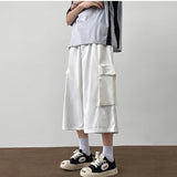 AIDASE  -  Japanese Fashion Multi-pocket Cargo Shorts Men Korean Style Trendy Summer Casual Loose Washed Straight Cropped Pants Aesthetic aidase-shop