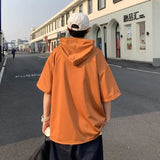AIDASE  -  Korean Version of Hooded Short-sleeved T-shirt Men's Summer Thin Design and T-shirt Trendy Brand Five-point Sleeve Workwear aidase-shop