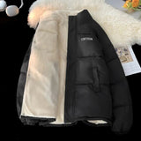 AIDASE  -  Hiphop Down Padded Jacket for Female Couples Cotton Jacket Added Velvet Winter New Stand Up Collar Bread Coat Unisex Letter Top aidase-shop