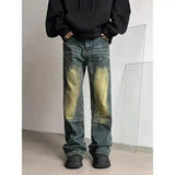AIDASE  -  Retro American High Street Distred Denim Jeans Men Loose Micro Flared Drapey Clean Fit Slim Long Pants Youth Faion aidase-shop