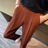 AIDASE  -  Trendy Casual Men's Pants Versatile Fashionable Ins New Model Youth Summer Artistic Trousers Checked Waist Breathable aidase-shop