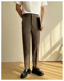 AIDASE  -  Summer Men's Straight Slim Fit Korean-style Tapered Solid Color Dress Pants Casual Trousers  28-38 aidase-shop