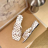 AIDASE  -  Summer Thick Heel Mules Shoes Elegant Butterfly-knot Vacation Dress Sandalias Gladiator Women Polka Dot Slippers aidase-shop