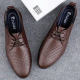 55.42Aidase New Men Casual Leather Shoes Fashion Brand Classic Men  Leather Shoes Brown/Black Hot Sale Breathable Business Lace-Up Men Shoes aidase-shop