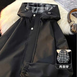 Aidase Mens Jacket Korean Streetwear New Reversible Plaid Jacket Varsity Coat Casual Plus Size Outwear Autumn Winter Unisex Windbreaker aidase-shop