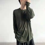 AIDASE  -  Autumn New Men's Solid Color Long-Sleeved T-Shirt American Retro Fashion Trend Casual Simple Loose Breathable Niche Men's Tops aidase-shop