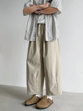 AIDASE  -  Summer Men's Linen Wide-Leg Cropped Pants High Waist Drawstring Casual Trousers aidase-shop