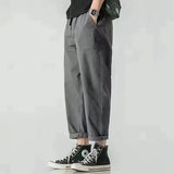AIDASE  -  Men's Loose Cropped Pants Elastic Waist Casual Trousers aidase-shop