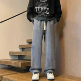 Aidase American Vintage Maillard Striped Casual Pants For Men Loose Straight Leg Wide Leg Trousers Autumn Winter Thick Woolen Pants aidase-shop