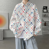 Aidase Oversized Colorful Plaid Shirt Mens Cotton Hollow Out Shirts Men Streetwear Loose Casual Long Sleeve Hole Patch Shirts M-5XL