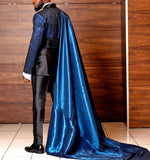 AIDASE  -  4 Pieces Men's Formal Suits Slim Blazer Jacket Pant with Satin Cape Royal Blue Tuxedo Set for Party,Prom,Banquet aidase-shop